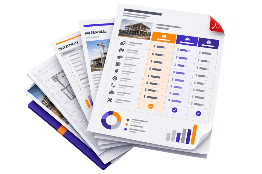 Contractor bid PDFs and cost comparison sheets